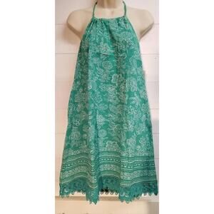 Old Navy Blue Green Y2K MINI DRESS Boho Halter Festival Lace BABYDOLL  Bandana S